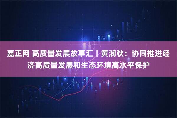 嘉正网 高质量发展故事汇丨黄润秋：协同推进经济高质量发展和生态环境高水平保护