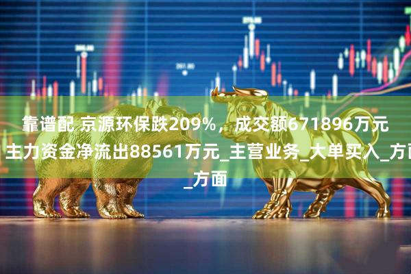靠谱配 京源环保跌209%，成交额671896万元，主力资金净流出88561万元_主营业务_大单买入_方面